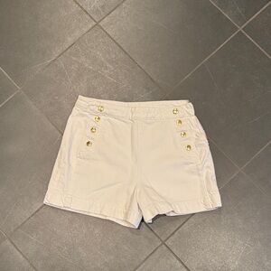 Frame Denim white High Waist Shorts with Gold Buttons